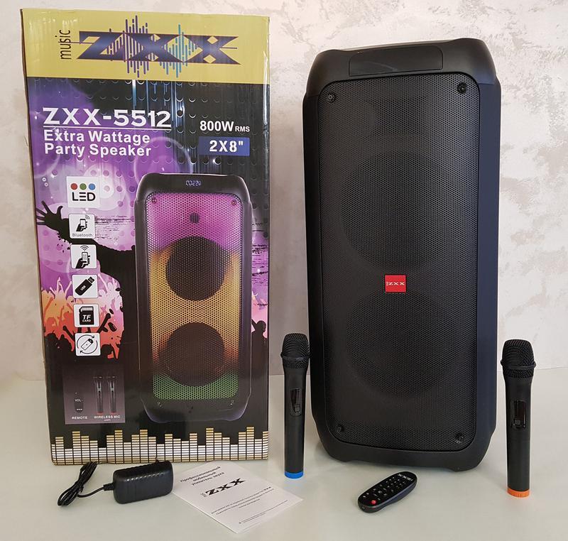 Акустична переносна колонка ZXX-5512 60Вт 8" 71х33х32см USB/SD/FM/BT/2MIC/ДК