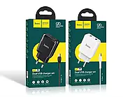 Зарядний пристрій 220В USBx2 з кабелем USB - Type-C Hoco N7 Speedy, фото 3