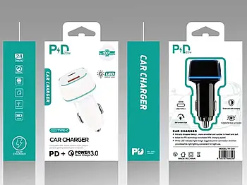 Зарядний пристрій 12В 3,0А 20Вт QC3.0 USBx1 Type-Cx1 YY-C01