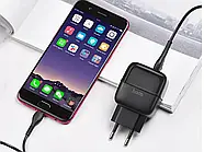Зарядний пристрій 220В USBx2 з кабелем USB - Lightning Hoco C77A Highway, фото 6