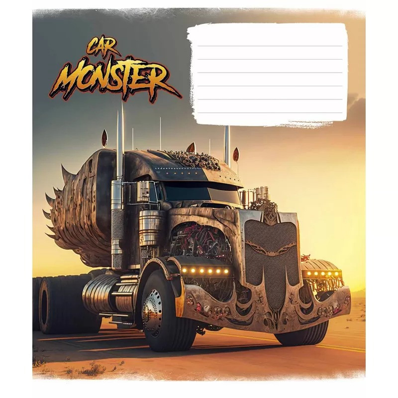 Зошит шкільний в лінію 12 аркушів Школярик, Monster cars