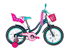 Дитячий велосипед FORMULA FLOWER 16" з кошиком (темно-зелений)