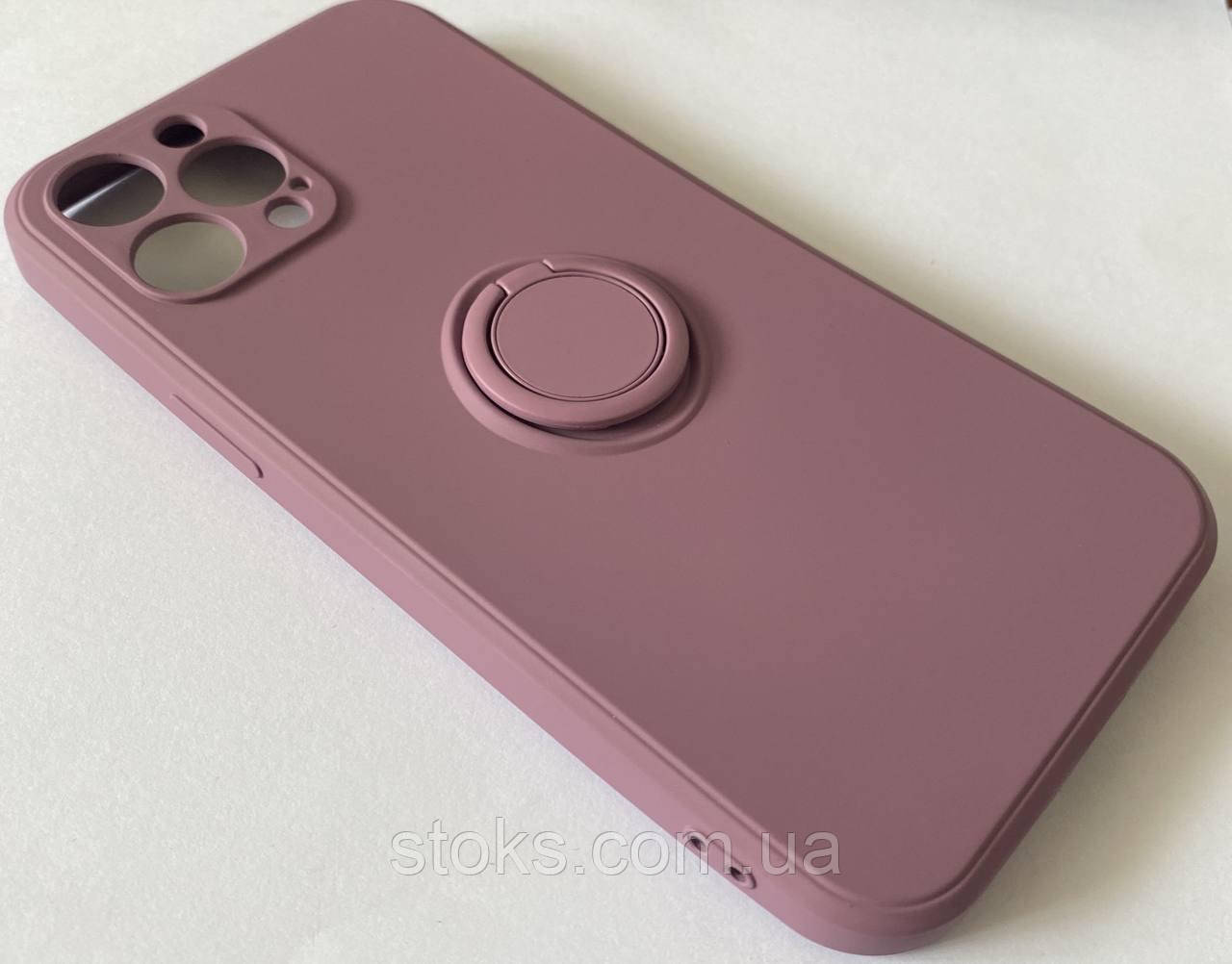 Чохол для iPhone 12 Pro Max Силікон із підставкою-кільцем Бузковий, фото 1