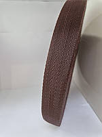 Стропа текстильная "елочка" коричнева плотная 3 см (лента ременная)