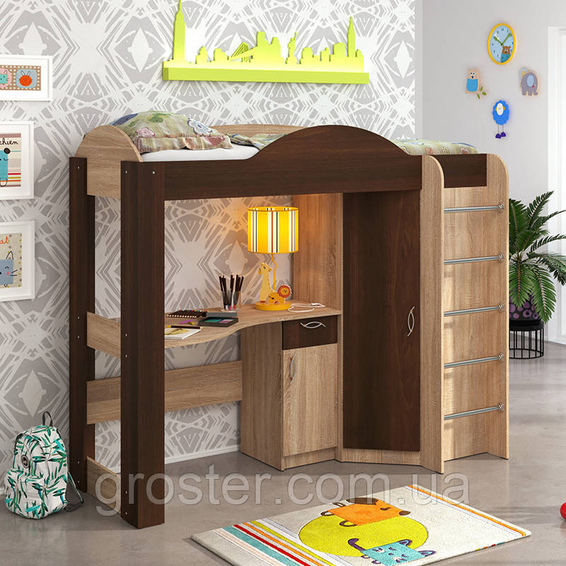 Дитяче ліжко-горище з шафою і столом Орбіта, фото 1