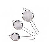 Набір металевих сито Stainless Steel 3 шт. Сіточки для чаю, кави, компотів. Бармен бокс, фото 3