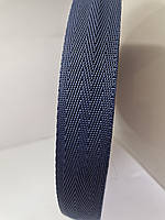 Стропа текстильная "елочка" плотная синяя 3 см (лента ременная)