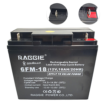 Акумуляторна батарея 12В, 18Ач, RAGGIE / Батарея для безперебійника / Акумулятор свинцево-кислотний