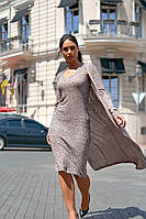 Утонченный женский комплект Кардиган+Платье, ткань "Трикотаж рубчик" 52, 54, 60 размер 52