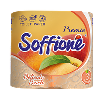 Туалетная бумага Soffione Premio персик 3 слоя 4 рулона