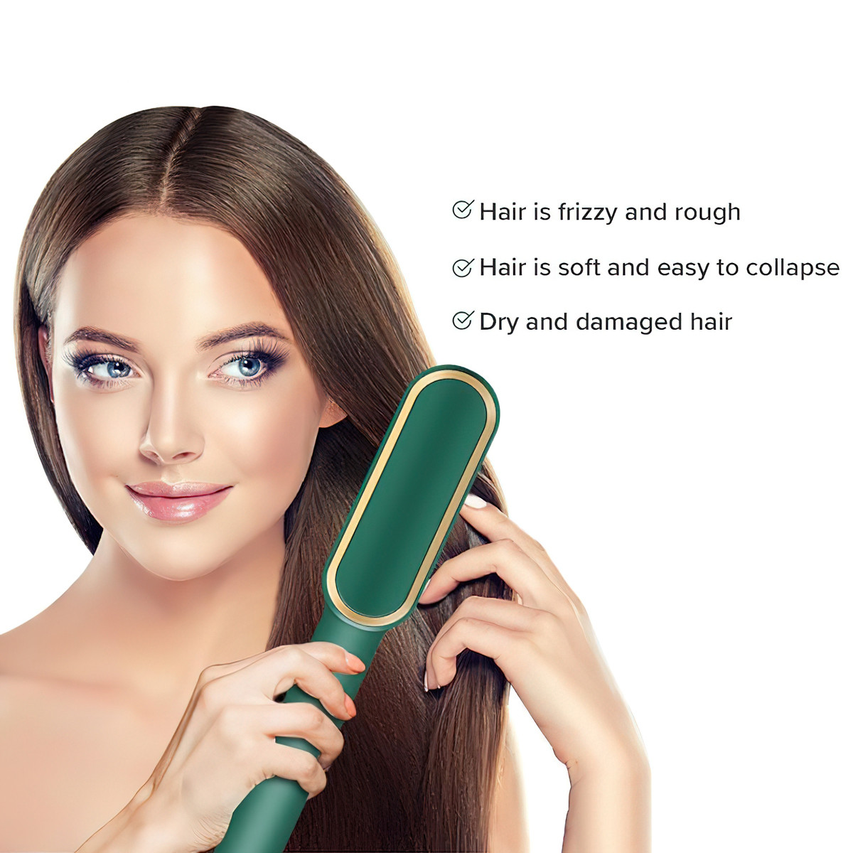 Выпрямитель для волос 45W "Hair Straightener HQT-909B" Темно-зеленый, электрическая расчёска выпрямитель (GK) - фото 8 - id-p1820875370