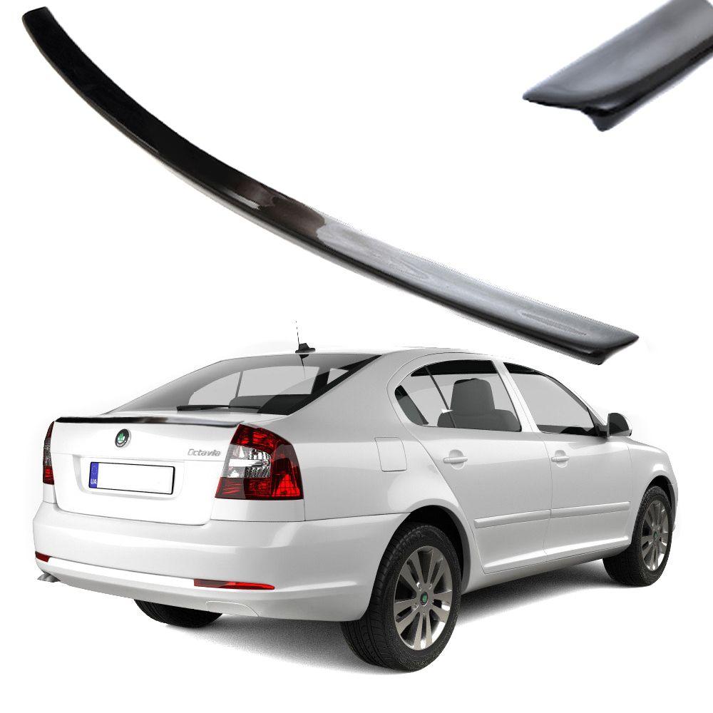 Спойлер пір'янка на кришку багажника для Skoda Octavia A5 2004-2013 Чорний глянець Voron Glass, фото 1