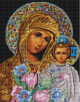 Алмазная мозаика вышивка 40х50 икона "Богородица неувядаемый цвет" (квад. стразы, полн. выкладка, на подрам.)
