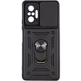 Ударопрочный противоударный чехол для Xiaomi Redmi Note 10 Pro черный, чохол з кільцем редмі нот 10 про, фото 3