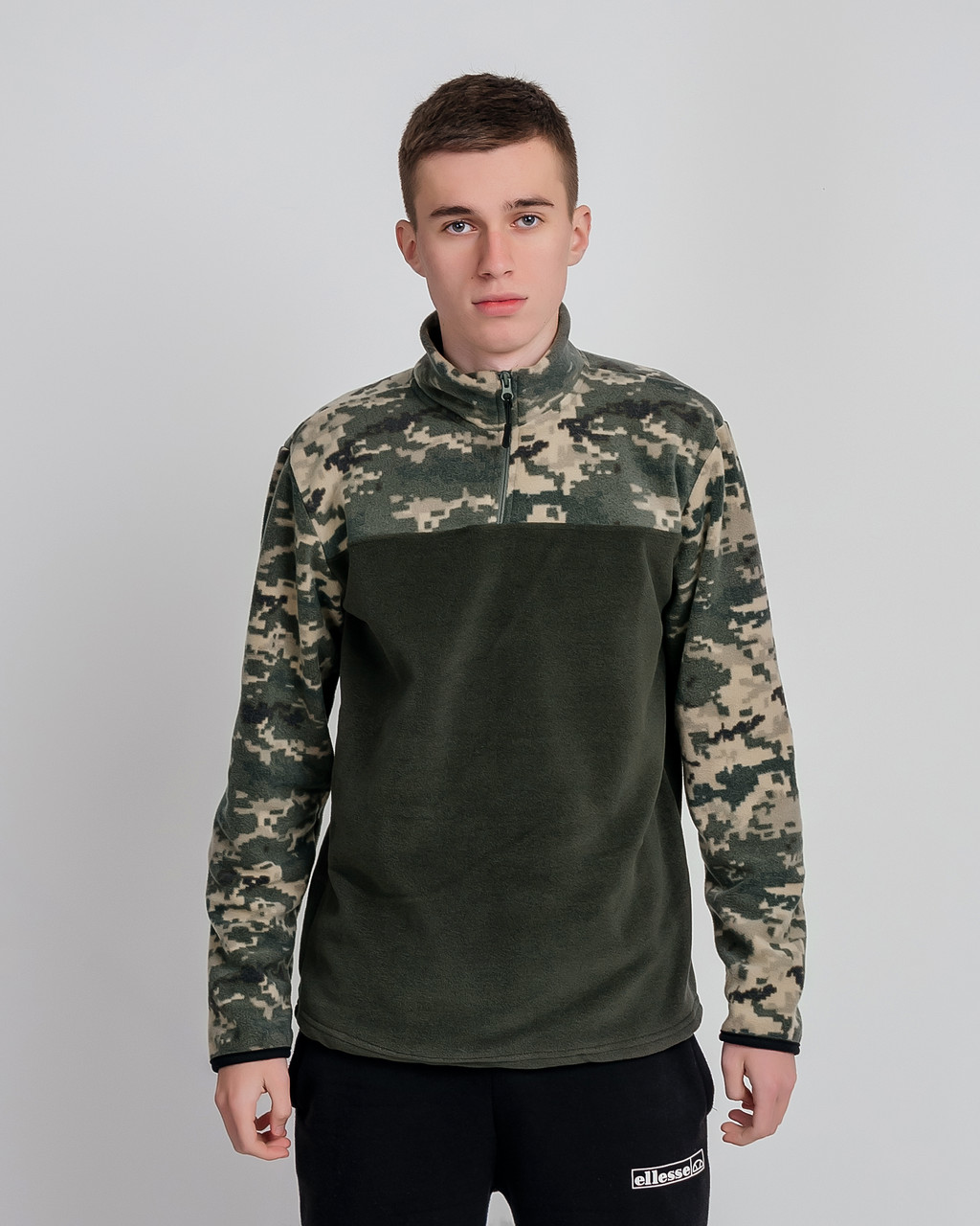 Чоловіча флісова кофта на замку, принт камуфляж. Розміри: S,M,L,XL,XXL.