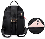 Рюкзак жіночий чорний + сумка поясна з нейлонової тканини 375G, фото 7