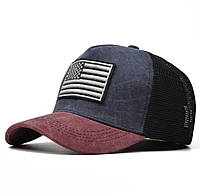 Кепка Тракер логотип прапор America, USA (Америка, США) з сіточкою Червоний, Унісекс WUKE One size