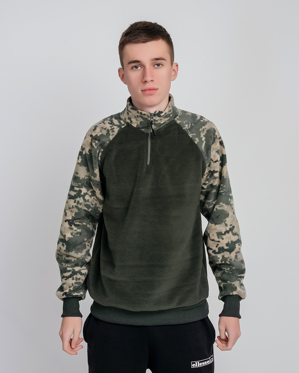 Чоловіча флісова кофта на замку, принт камуфляж. Розміри: S,M,L,XL,XXL., фото 1