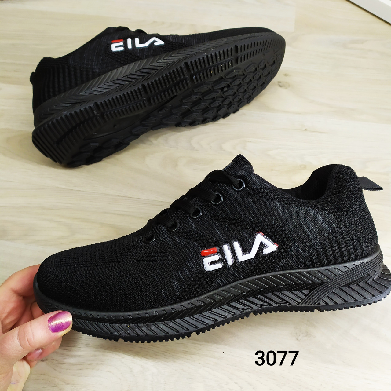 Чоловічі кросівки текстильні чорні, фото 1