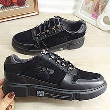 Чоловічі кросівки BRONI натуральна шкіра+замша чорного кольору 3041