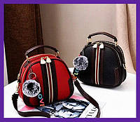 Модная женская маленькая сумочка с меховым брелком, мини-сумка с меховой подвеской, сумка эко кожа