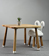 Квадратный столик "Монтессори" и стульчик "Шон" из дерева с подушкой