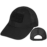 Тактическая мужская кепка с сеткой MIL-TEC Basebal/ военная летняя бейсболка с липучками для шевронов черная/