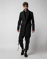 Плащ-пальто Якудза зручний на кожен день якісний практичний чорного кольору