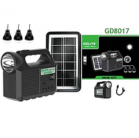 Автономна система освітлення та заряджання мобільних пристроїв із сонячною панеллю GDLITE GD8017 MK II bs