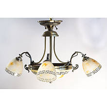 Люстра стельова на п'ять ламп цоколь Е27 (мраморного кольору з візерунком+бронза)