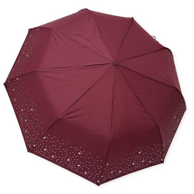 Парасолька напівавтомат Frei Regen FAS3027 жіноча на 9 спиць Зірочки з горошком Бордовий, фото 1