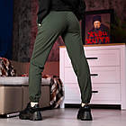 Жіночі спортивні штани-хакі весняні літні базові на гумці, фото 3