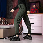 Жіночі спортивні штани-хакі весняні літні базові на гумці, фото 2