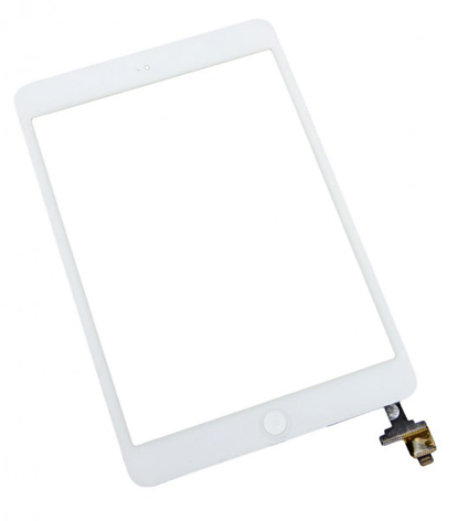 Тачскрин (сенсор) для iPad Mini, iPad Mini 2 Retina, колір білий, з кнопкою та мікросхемою, фото 1