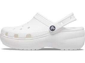 Crocs Clog CLASSIC PLATFORM White Жіночі Сабо Крокс Класик Білі, фото 5