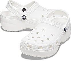 Crocs Clog CLASSIC PLATFORM White Жіночі Сабо Крокс Класик Білі, фото 6