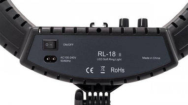 Кільцева селфі LED лампа RL-18 ІІ 45см, 55Вт з USB WiFi пультом 3 кріпленнями сумкою, фото 5
