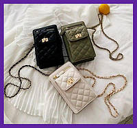 Красивая мини сумочка клатч с цепочкой стеганая, маленькая сумка для девушек, модный женский кошелек-клатч