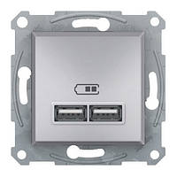 Розетка 2-я USB - 2,1 A, Asfora Алюміній EPH2700261