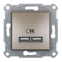 Розетка 2-я USB - 2,1 A Asfora Бронза EPH2700269