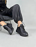 Кросівки жіночі шкіряні чорні з перфорацією, фото 8