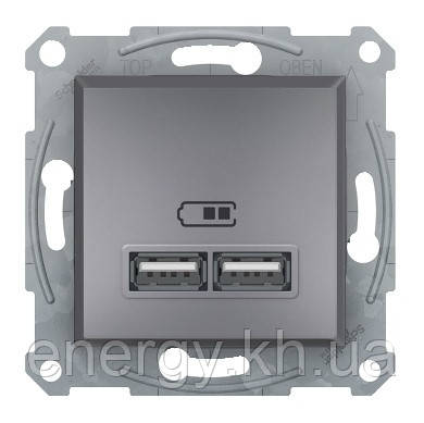 Розетка 2-я USB - 2,1 A Asfora Сталь EPH2700262
