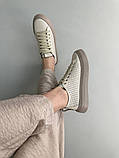 Кеди жіночі шкіряні бежеві з перфорацією, фото 9