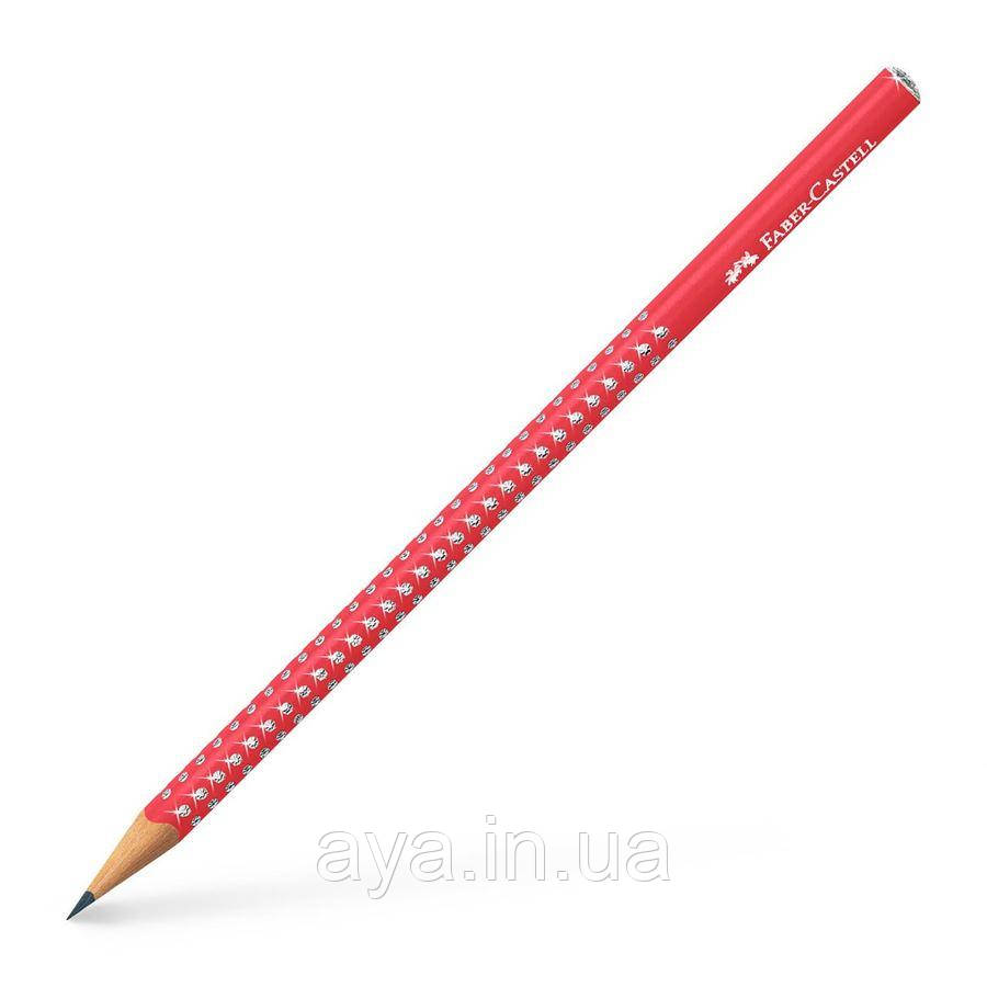 Чорнографітний олівець Sparkle Сandy cane red Faber-Castell (B, тригран. корп. червоний) 118240, фото 1
