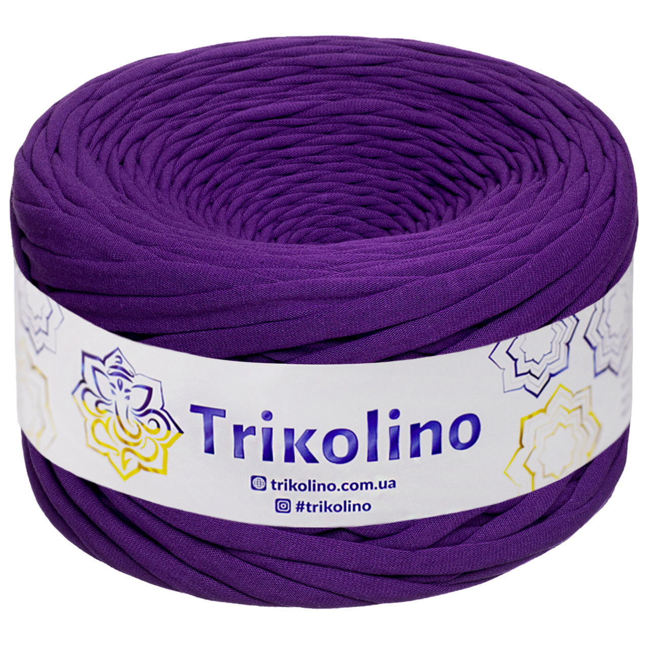 Трикотажна пряжа Trikolino, ширина нитки 7-9 мм., довжина мотка 100 м., Ліловий
