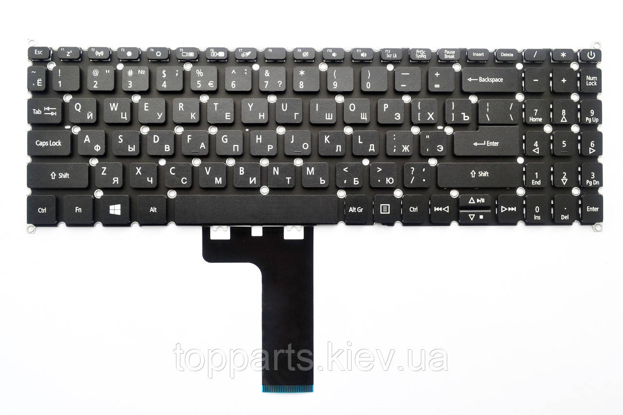 Клавіатура для ноутбука Acer Aspire 3 A315-22 чорна без рамки RU/US
