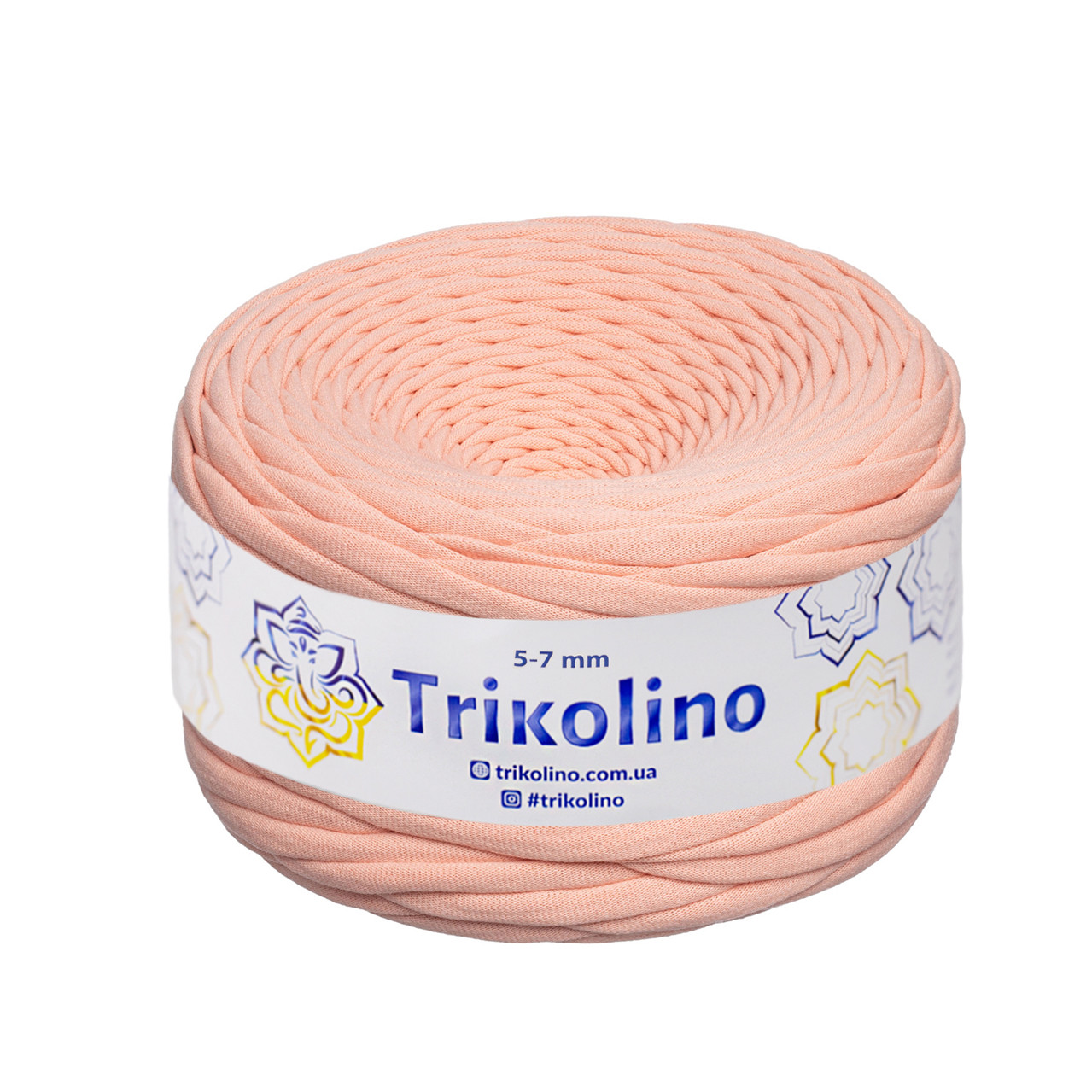 Трикотажна пряжа Trikolino, 5-7 мм., 100 м., Персик, нитки для в'язання