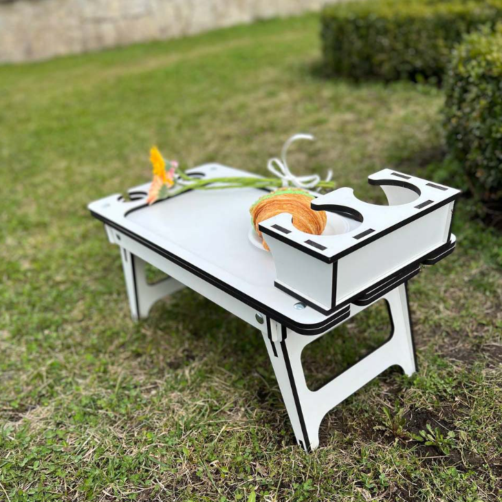 Стіл піднос білий для сніданків дерев'яний (з Фанери), фото 1