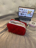 Косметичка Велюрова, 25х13х12см, Червона, фото 7