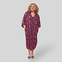 Літнє жіноче штапельне плаття сорочка великі розміри 58-68, на ґудзиках, фіолетовий ТМ Otantik Туреччина